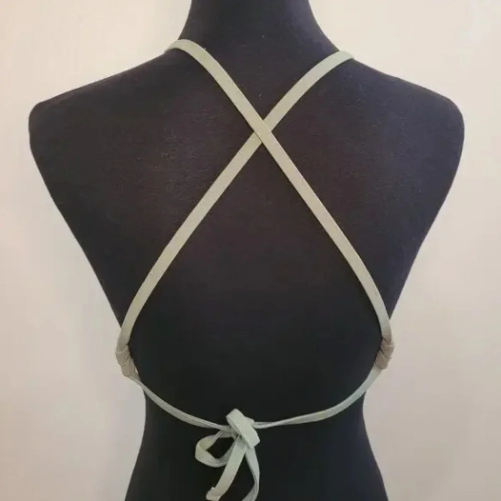 Aerie High Neck Crop Bikini Top – Olive Green, Crisscross Open Back, Women’s XL - Picture 3 of 10